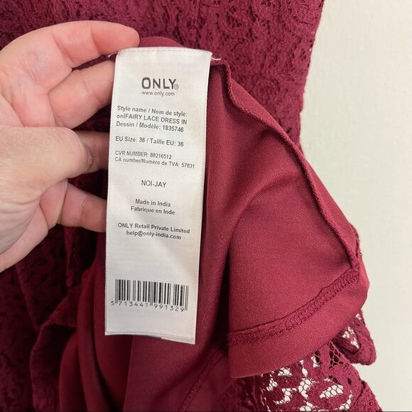 ONLY Our Story Fairy Lace Burgundy Dress - Picture 9 of 9